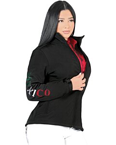 Woman wearing Danesi 4052 Black "Mexico" Jacket, front view.