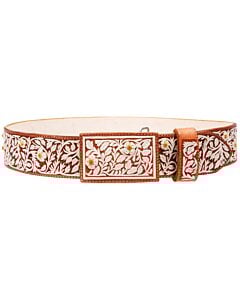 Cinto Charro Pita Fina Natural Flores Amarillas WD 11-1670