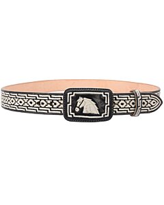 Cinto Charro Piteado Color Negro Diseño Caballo WD 11-1678