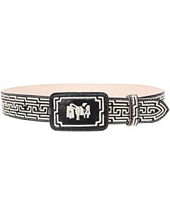 Cinto Charro Piteado Negro Diseño Montura WD 11-1679