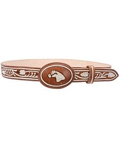 Cinto Charro Diseño Caballo Piteado Color Natural Para Niño WD 11-1690