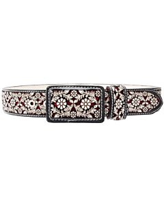 Cinto Vaquero Negro Corte Laser Diseño Flor Margarita WD 11-1515