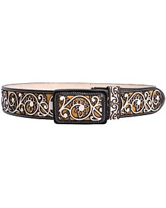 Cinto Vaquero Diseño Flor Color Negro-Blanco WD 11-1526