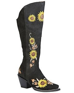Botas Altas 16" Retro Para Mujer Nobuck Negro 43915