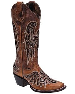 Bota Alta Para Dama Cruz Bordada Sergal 503 Miel