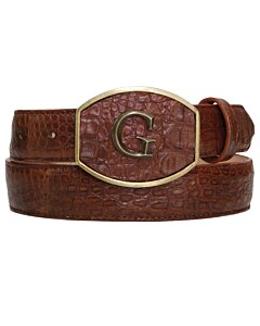 Cinto vaquero El General 45293 en piel genuina de caimán color cognac con hebilla "G" grabada.