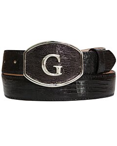 Cinto vaquero El General 45299 de piel de lizard negro con hebilla "G" distintiva.