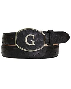 Cinto vaquero El General 45296 en piel genuina de avestruz color negro con hebilla "G".