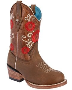 Botas Rodeo Para Niña Diseño Flor Roja WD 11-391 Color Topo
