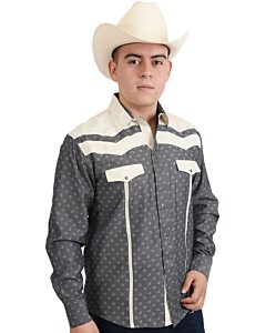 Camisa Vaquera De Lujo Gris/Beige WD Western 11-907