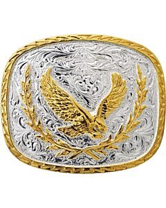 Hebilla Vaquera Color Plata Con Aguila Y Marco Dorado WD 11-1300