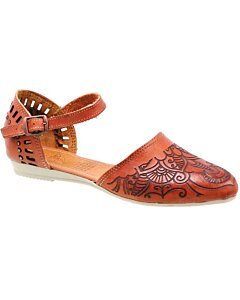 Huarache Artesanal para mujer, Cuero grabado y suela de hule, HP1124