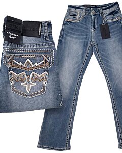 Montero 4619 Light Blue Jeans for Men with embroidered back pocket detail