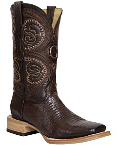El General 45070 Lizard Brown Boots with Rodeo (Square) Toe