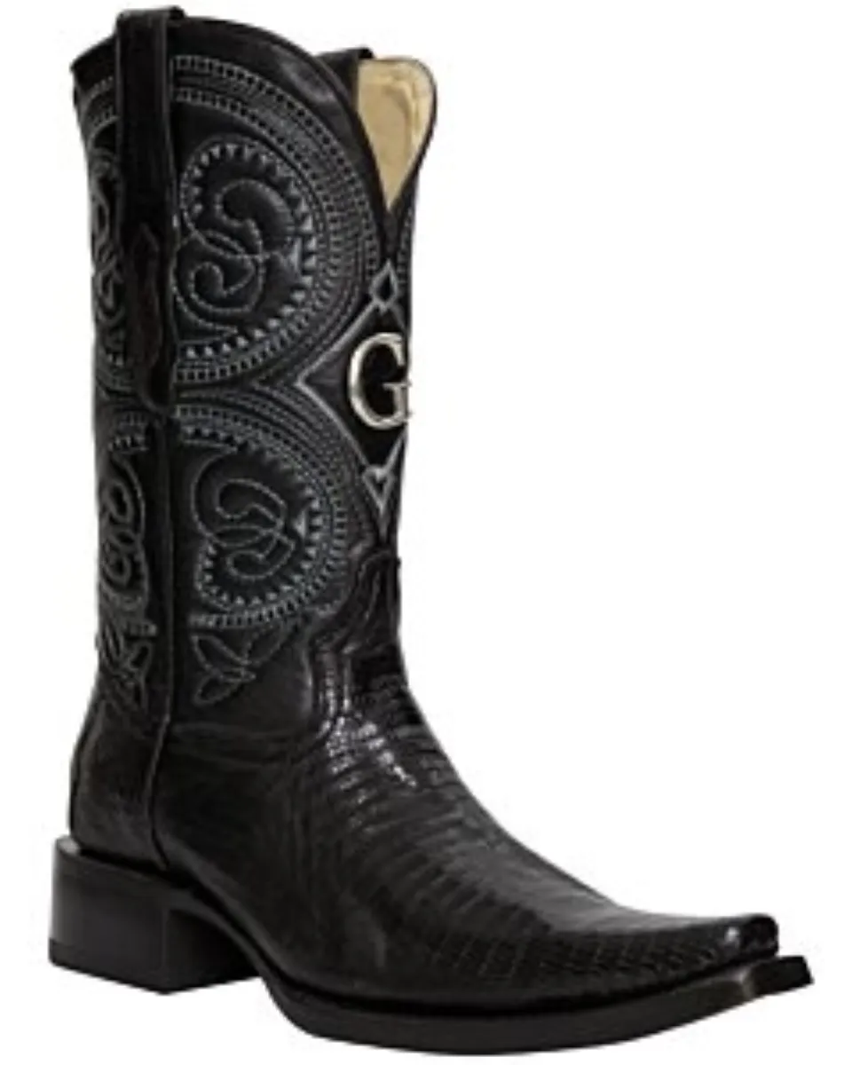 El General 45072 Black Lizard Boots with Versace Toe