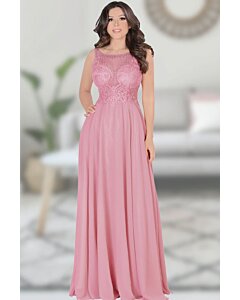 Vestido Largo Fino Color Rosa Lamasini 5670