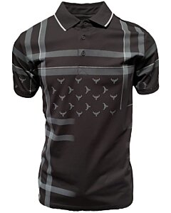 Camisa Polo Lamasini 28216 Negra con diseño de cuadros modernos y detalles de cuernos de toro