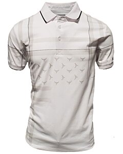 Polo blanca para caballero con un elegante diseño de cuernos sutiles, confeccionado en mezcla ligera de algodón y poliéster por Lamasini.