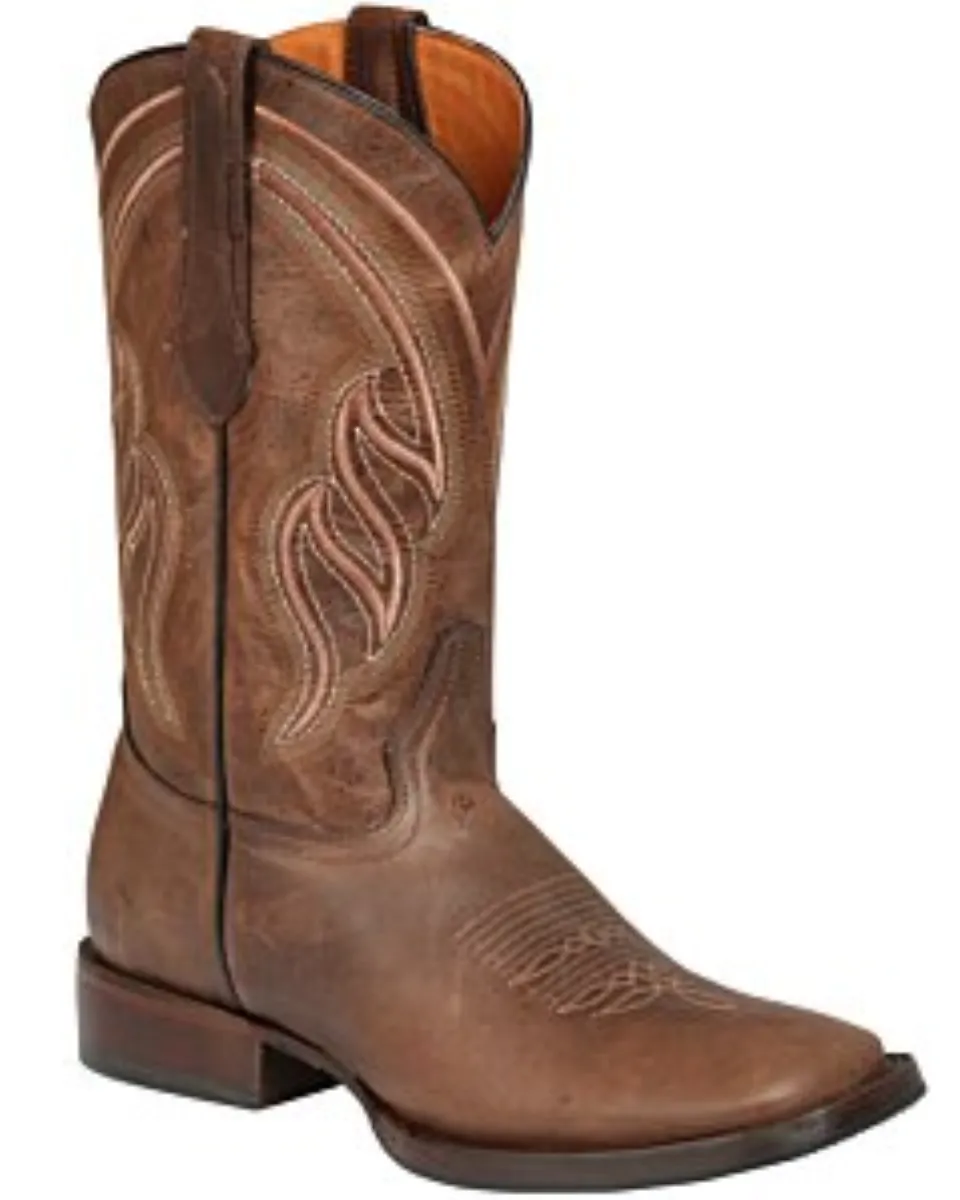 Men's Mexican boots in brown Alazan leather with a Rodeo toe, rubber outsole, and leather lining, model El General 44860.