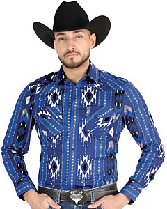 Camisa Vaquera Geométrica Azul para Hombre – El General 44474