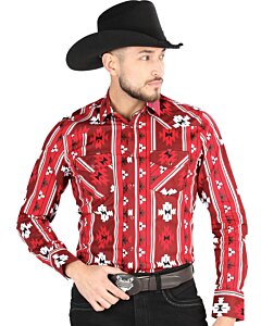 Camisa Vaquera Roja Geométrica para Hombre – El General 44472