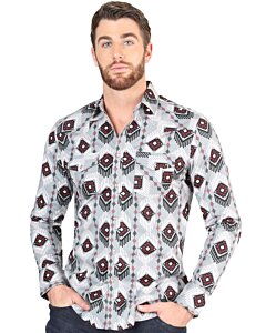 Camisa Vaquera Gris con Diseño Geométrico para Hombre – El General 44425