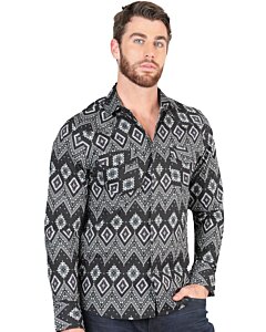 Camisa Vaquera Negra con Diseño Geométrico para Hombre – El General 44432