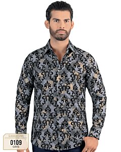 Camisa Lamasini Gris Corte Moderno 0109