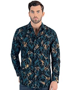 Camisa Lamasini Color Teal Corte Moderno 0109