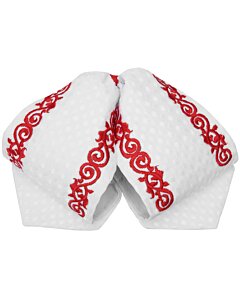 Moño Charro Blanco Fino Bordado Color Rojo WD 11-946