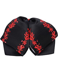 Moño Charro Negro Fino Con Bordado Rojo WD 11-952