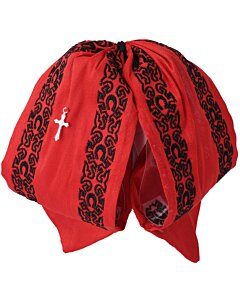 Moño Charro Rojo Fino Con Bordado Negro WD 11-988