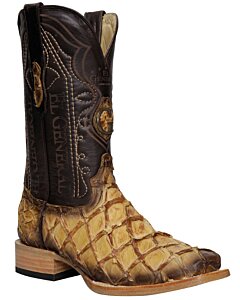 El General 45086 Monster Fish Rodeo Boots – Orix Square Toe with Exotic Pirarucu Leather