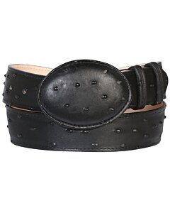 Cinto Vaquero Negro con Estampado de Avestruz