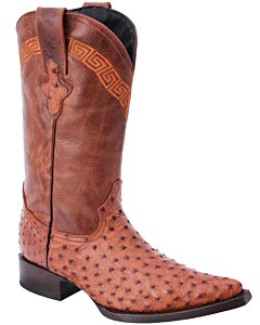 Botas Vaqueras Exóticas De Avestruz Terminado Rustico Color Shedrón Horma 3X