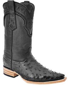 Botas Vaqueras De Avestruz Color Negro WD 11-030