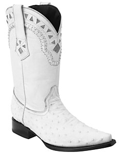 Bota Blanca Vaquera Piel De Avestruz WD 11-034