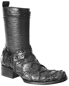 Bota Piel De Pirarucu Original Negra Con Zipper WD 11-012