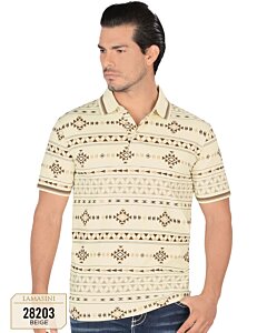 Playera Diseño Geométrico Completo Color Beige Lam 28203