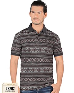 Playera Color Charcoal Diseño Geométrico Completo Lam 28202