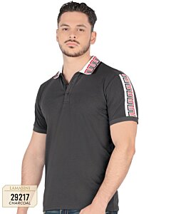 Playera Lamasini Lisa Con Diseño En Cuello y Mangas Color Charcoal 29217
