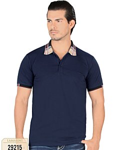 Playera Lisa Color Navy Con Diseño En Cuello Lamasini 29215