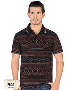 Playera Con Diseño Geométrico Completo Lam 28201 Negra