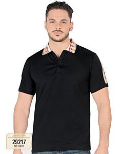 Playera Lamasini Lisa Diseño En Cuello Negra 29217