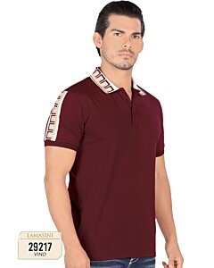 Playera Lamasini Lisa Con Diseño En Cuello y Mangas Color Vino 29217