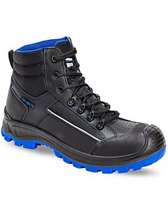 Botines Ferrato Work Puntera Policarbonato Color Negro Con Azul