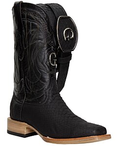 El General 45089 Python Black Boots – Rodeo Toe with Optional Belt