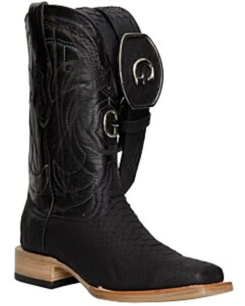 El General 45089 Python Black Boots – Rodeo Toe with Optional Belt