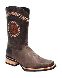 Botas Rodeo Con Tejido En Tubo Color Café WD 11-320