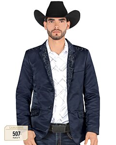 Saco Solapa Bordada Color Navy Lamasini 507